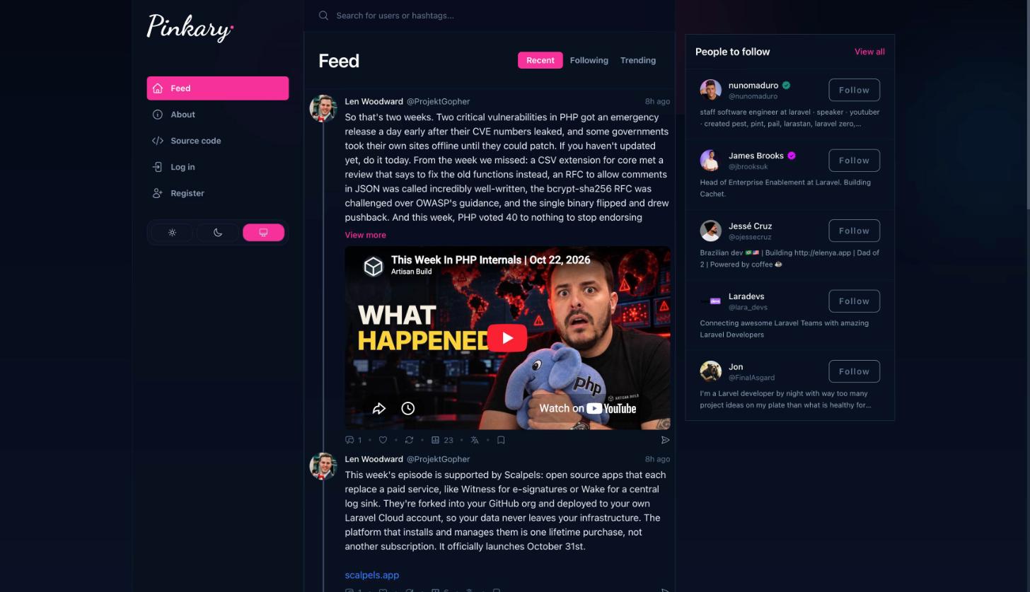 The Pinkary feed